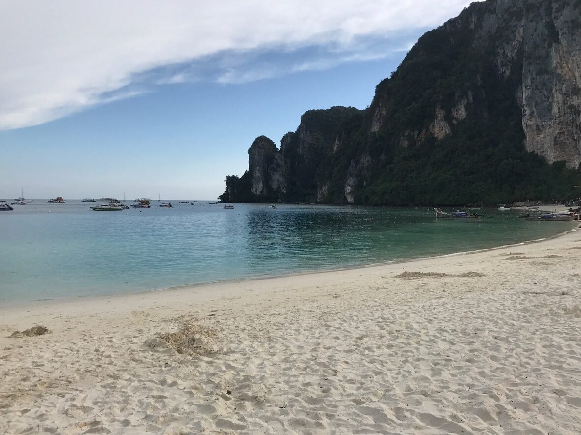 Photos of the sandy Tonsai beach on Phi Phi Dong Island Clean sand at Tonsai Beach