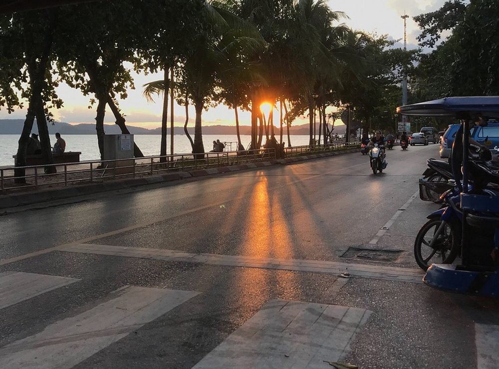 Photo of the highway along Ao Nang Beach Highway along the beach edge