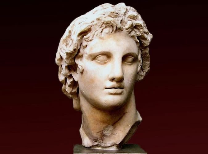 On the photo is a bust of Alexander the Great Bust of Alexander the Great
