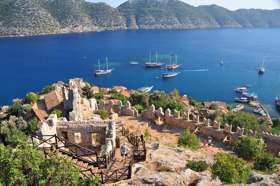 Photo from the ruins of the castle on the hill in the village of Kalekoy View from the castle on the hill