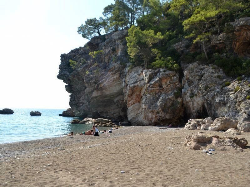 Wild sand and pebble beach in Beldibi, Turkey Wild beach, Beldibi