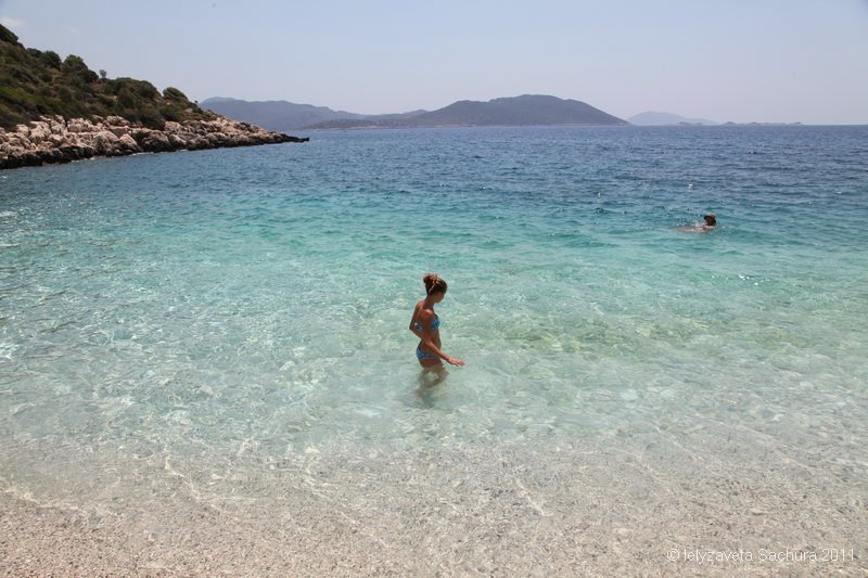 Swimming at the beach in Kas On the beach in autumn