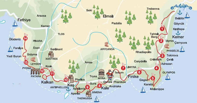 Lycian Trail route in Turkey Lycian Trail in Turkey
