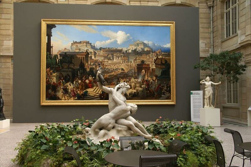 Photo: painting and statue at the Museum of Fine Arts in Rouen