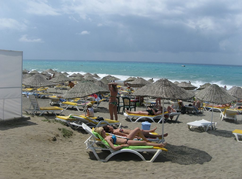 Holiday makers on the beach of Mahmutlar Mahmutlar Beach