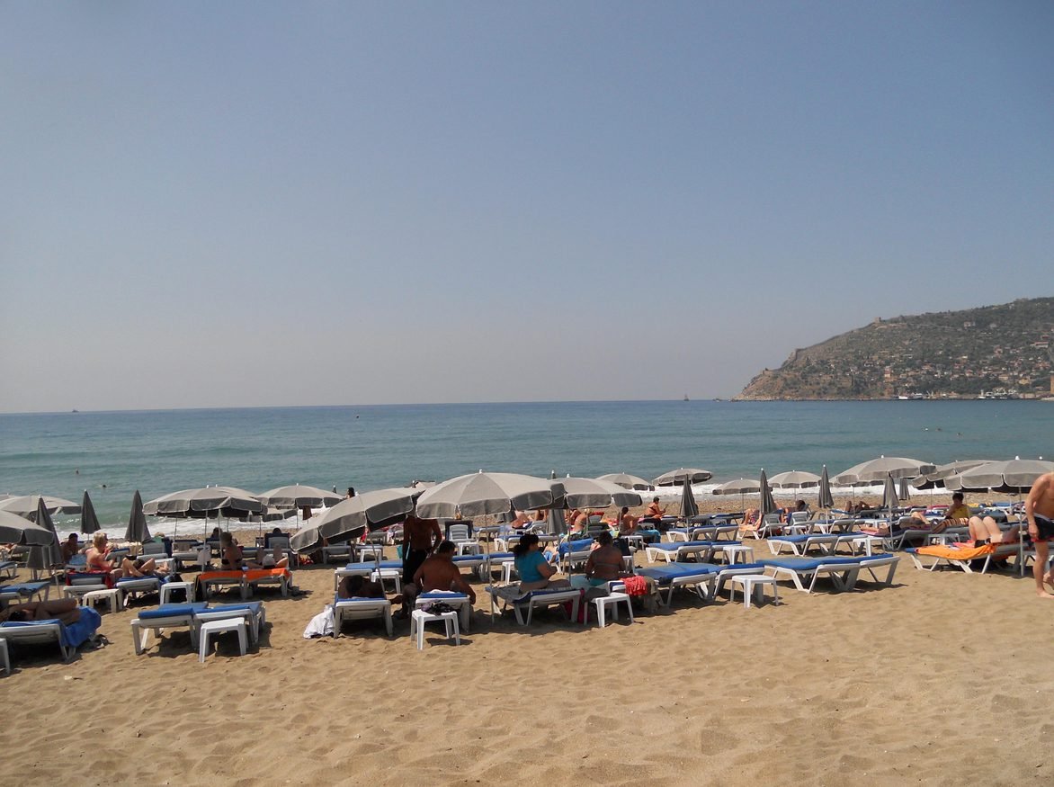 Vacationers at Obamoy beach in Tosmoor Obama Beach