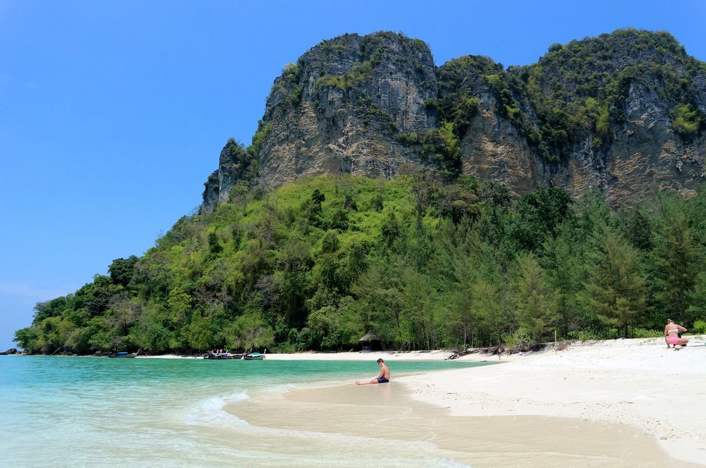 Poda Island beach with a backdrop of picturesque vegetation and rocks Poda Island Beach