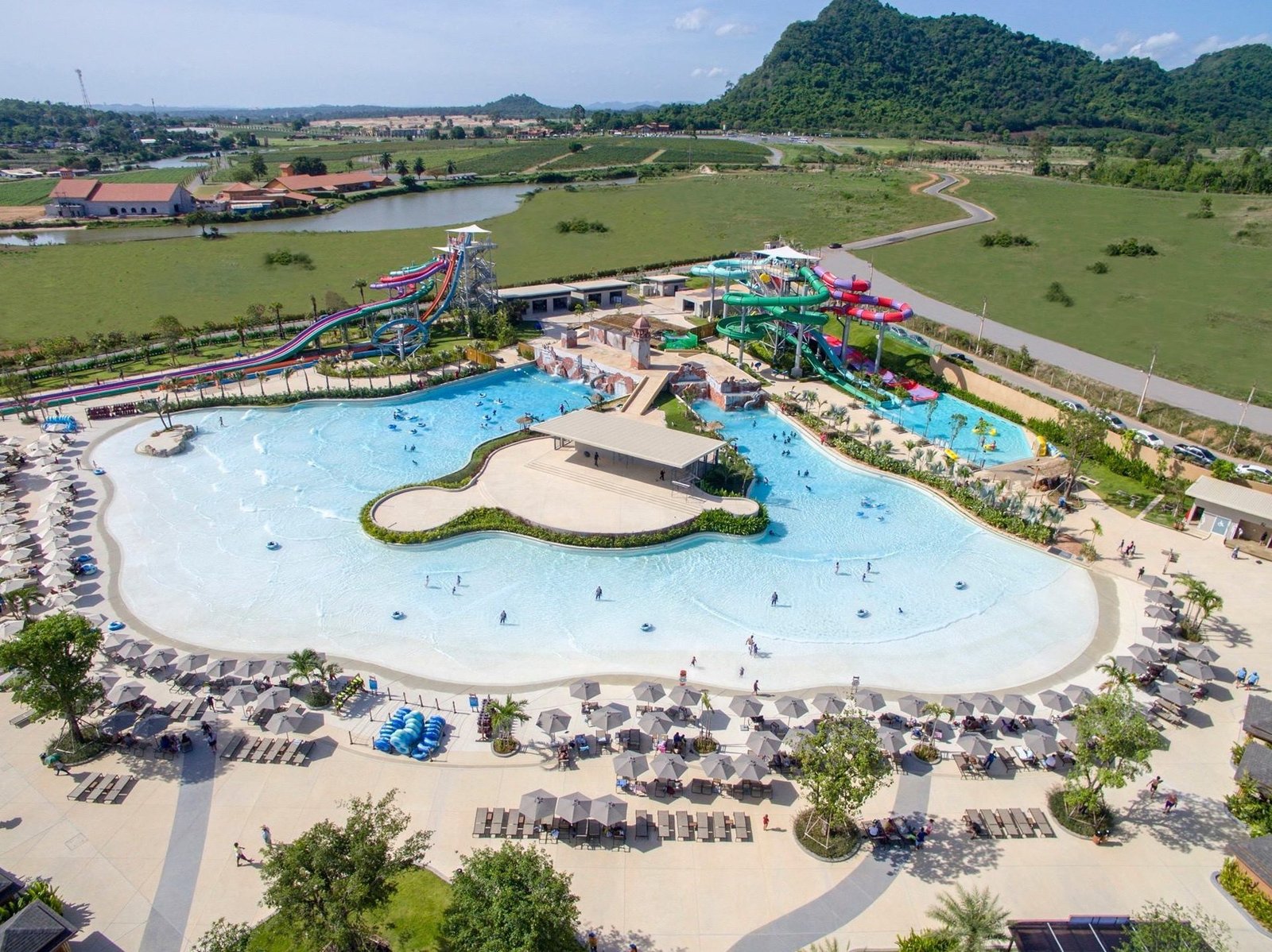 Huge pool in the middle of the Ramayana Water Park in Pattaya Pattaya Ramayana Water Park