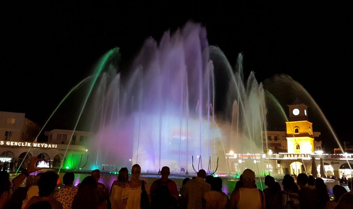 Dancing fountains in the night photo Dancing fountains, Marmaris
