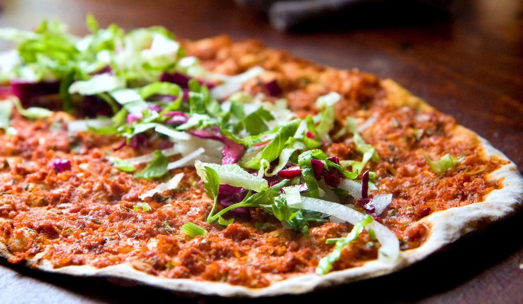 In the photo Lahmajun-Turkish pizza Turkish cuisine-Lahmajun