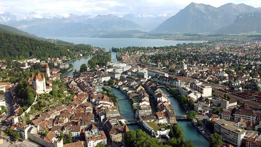 Photo of the city of Thun from above Top view of Thun city