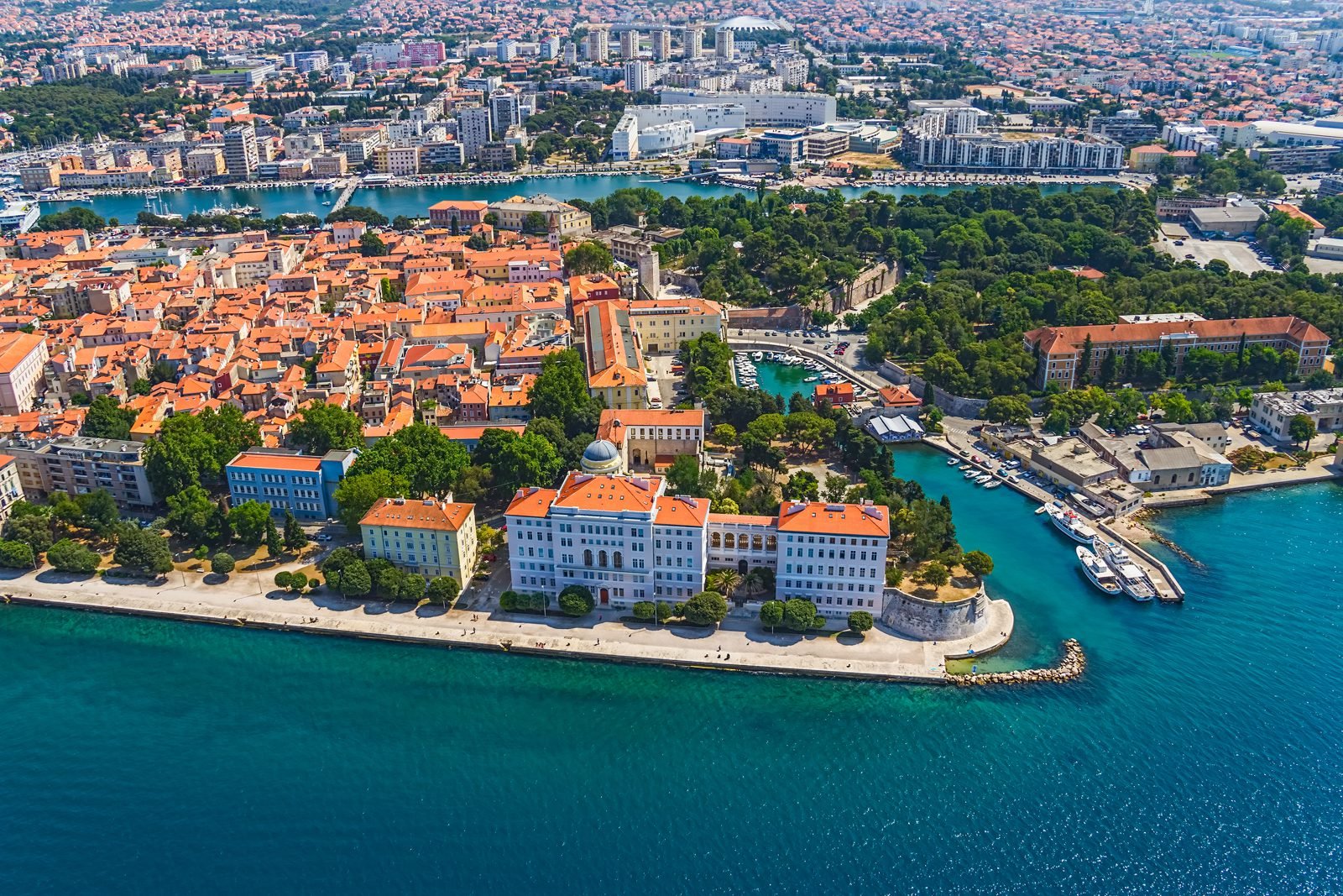Aerial view of the city of Zadar Croatian city of Zadar