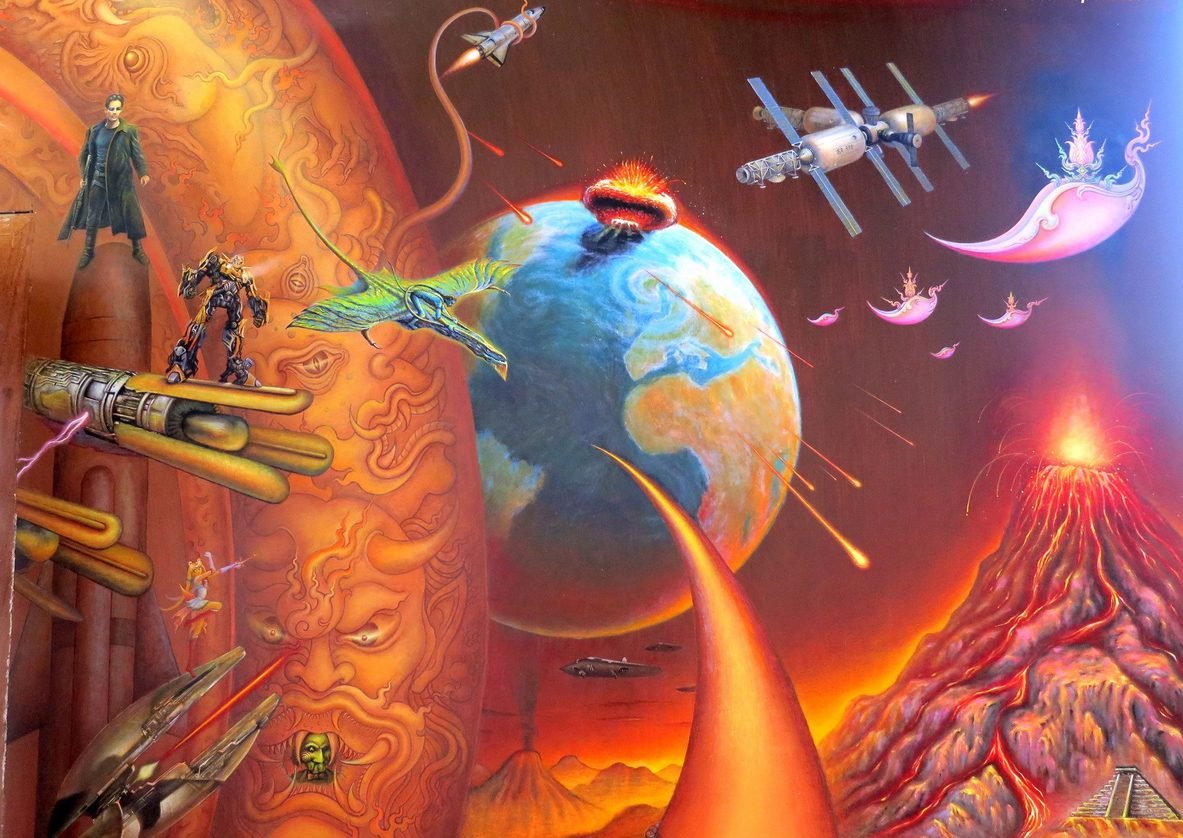 Inside, the walls are painted