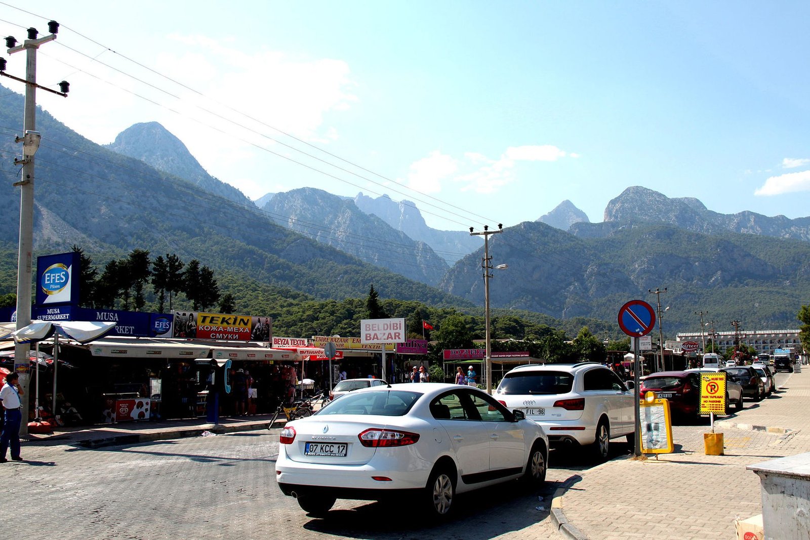 Small shops along Ataturk Caddesi Street, Beldibi Small shops and cafes