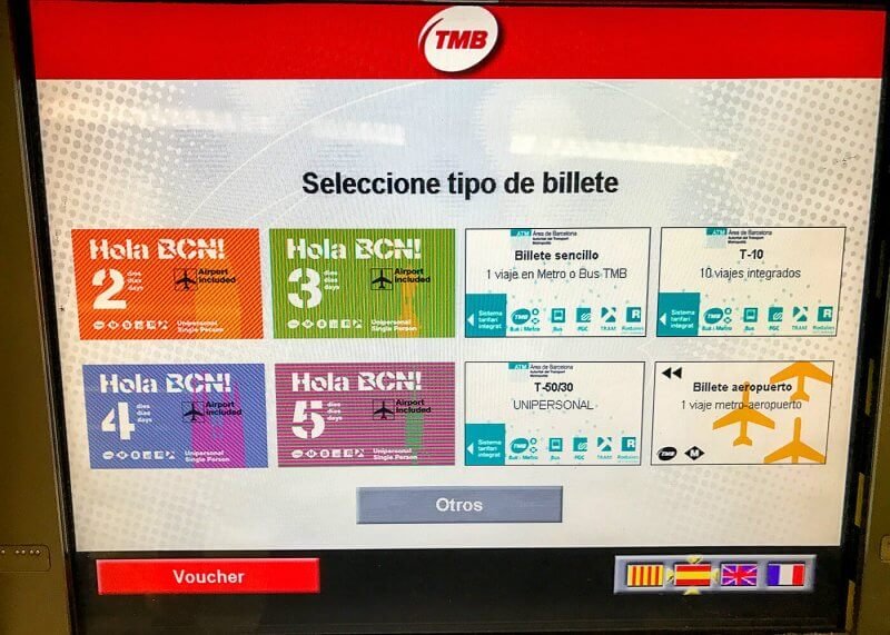 Barcelona Ticket Vending Machine screen Ticket vending machine screen