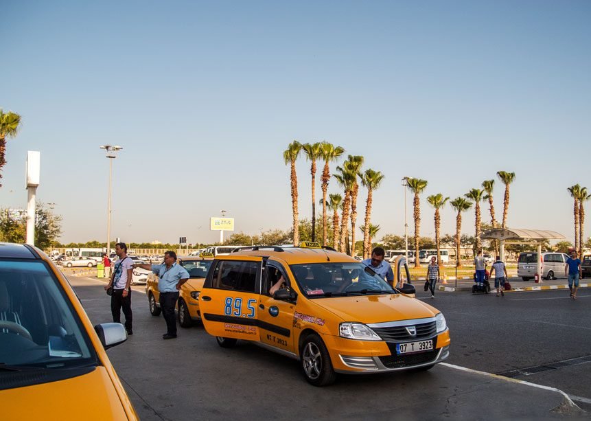 Yellow taxi at Antalya Airport, Turkey Antalya Airport Taxi Service