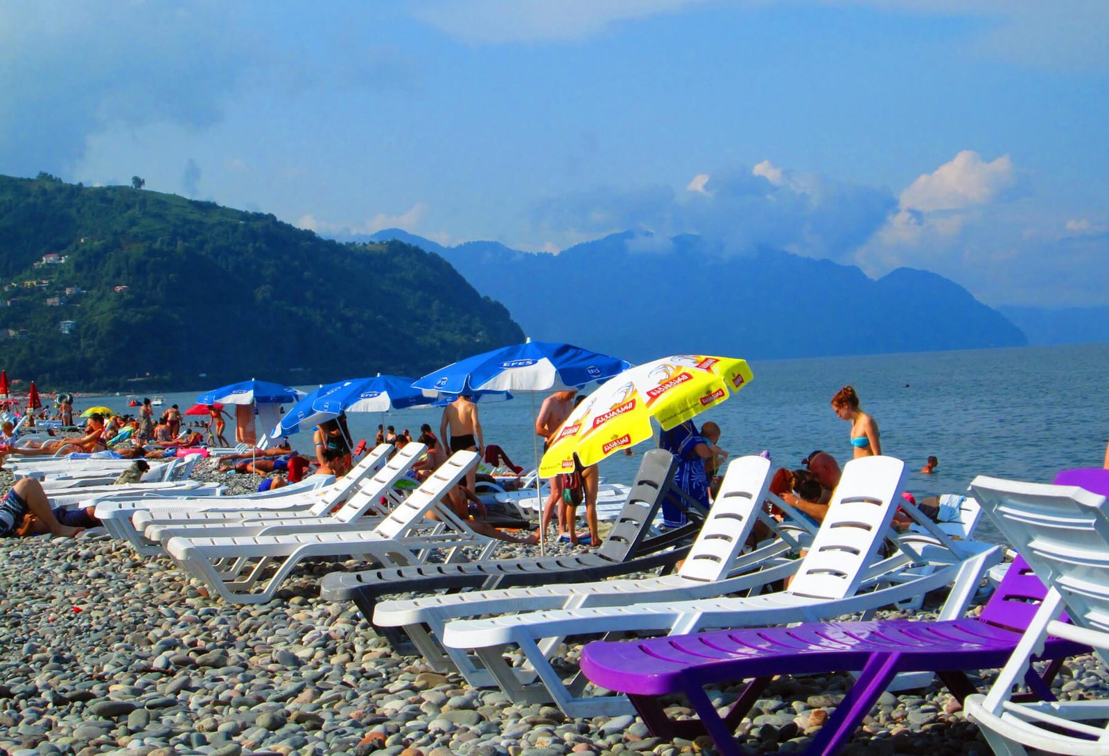 Sun beds on Gonio Beach in Georgia Gonio Beach