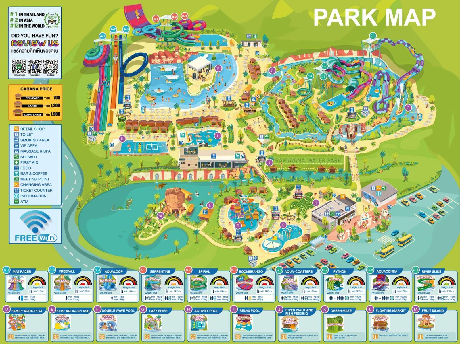 Map showing all Ramayana Water Park areas and attractions Ramayana Water Park Map