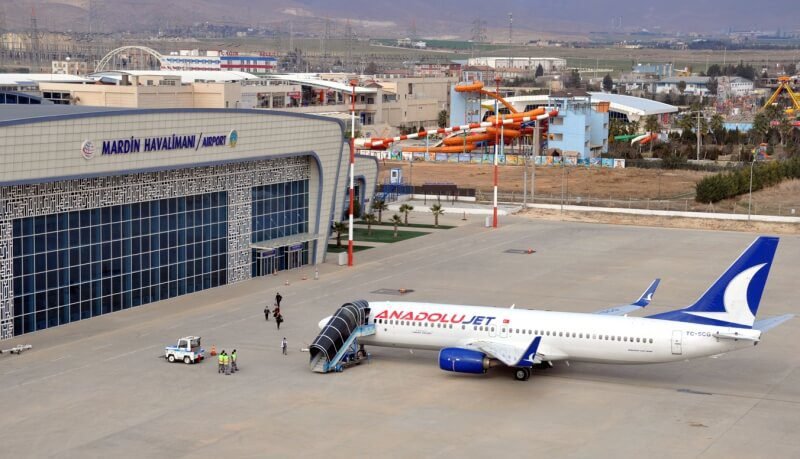 Plane at Mardin airport in Turkey Mardin Airport, Turkey