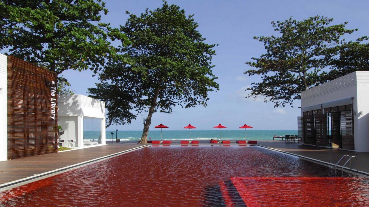 Photo of the red pool of The Library Hotel The Library's Red Pool