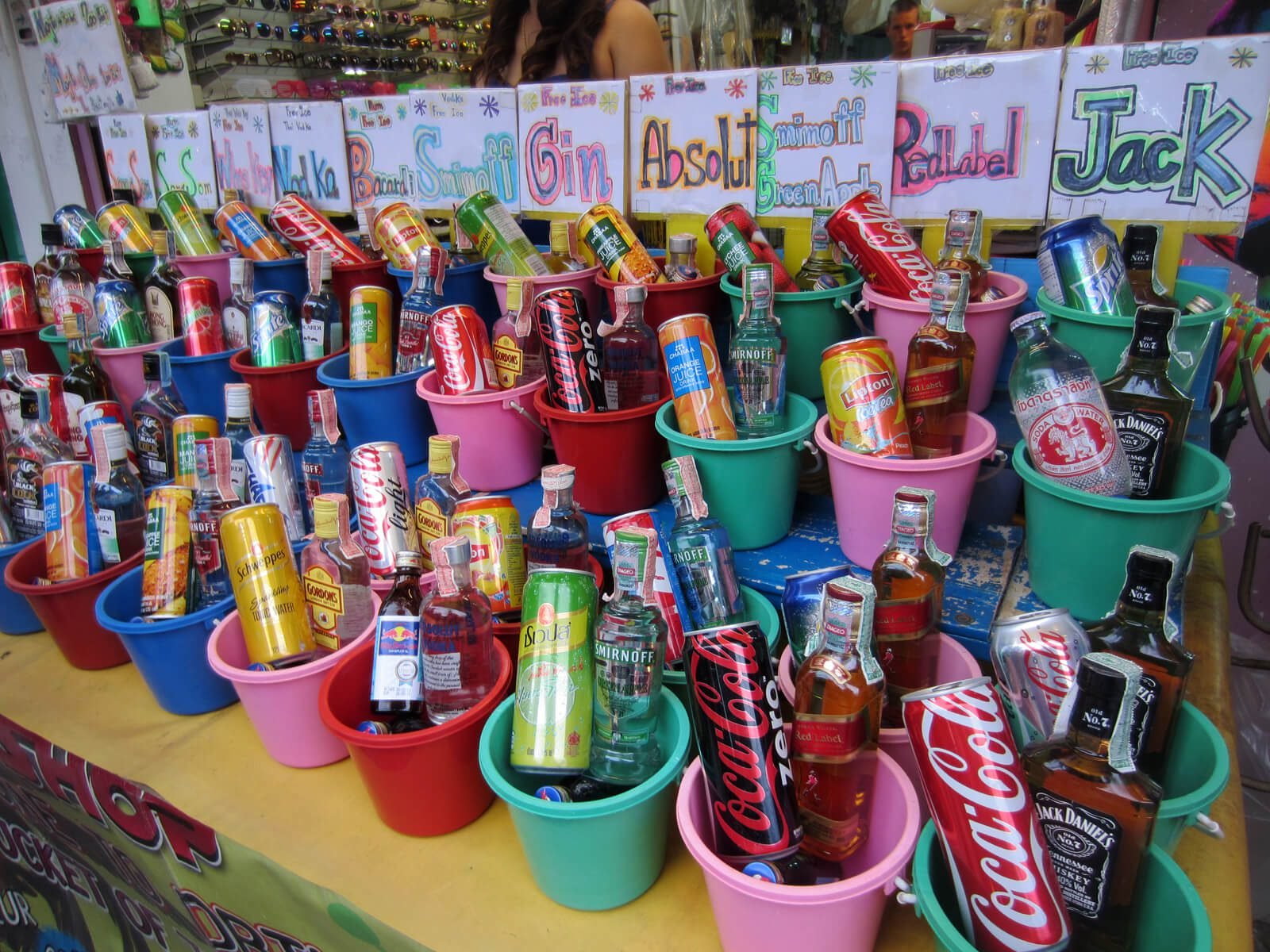 Buckets of alcohol - a set of children's buckets, spirits and cola or sprite Alcohol prices