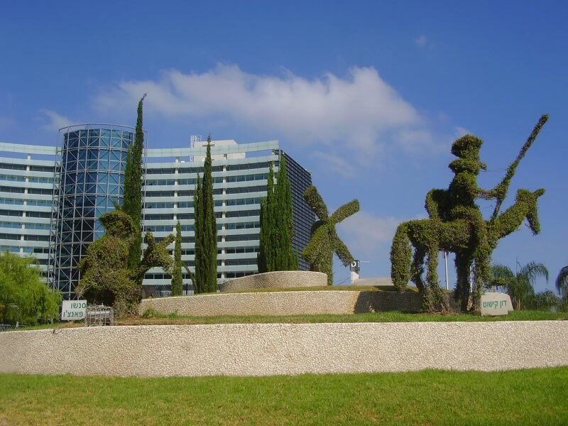 Green trees and flower beds in Petah Tikva, Israel Green trees and flower beds in Petah Tikva