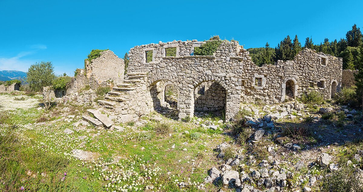 The ruins of the ancient city of Lefkada Ruins of an ancient city