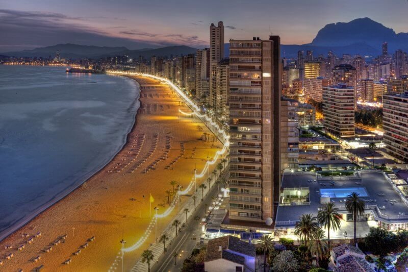 View of Benidorm in the evening