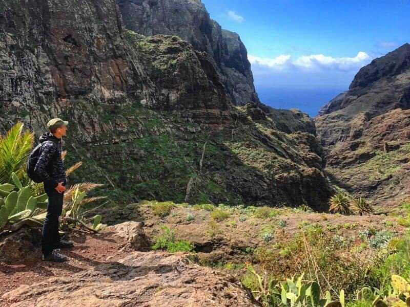 Tourist near the cliffs of Los Gigantes