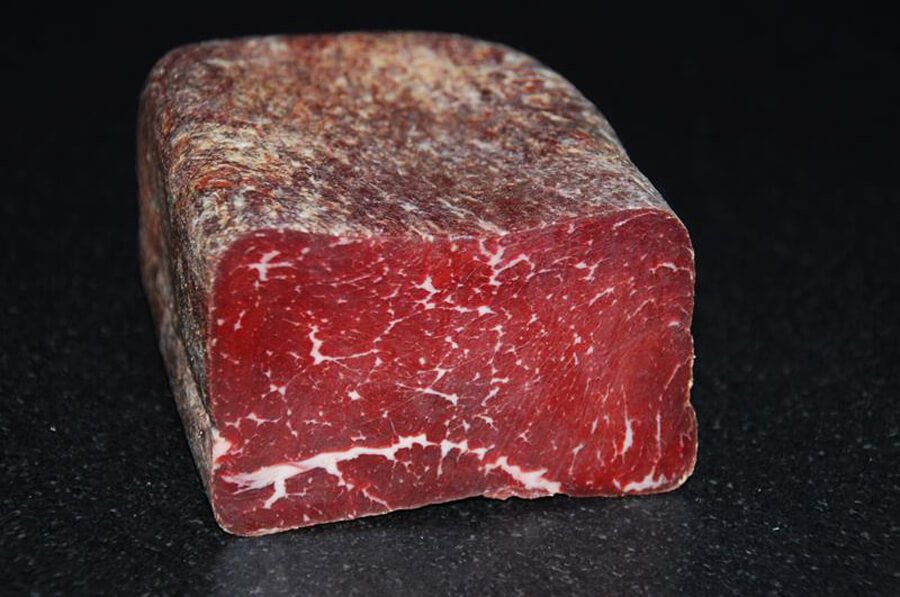 Photo of a piece of dried meat Dried meat – bundnerfleisch
