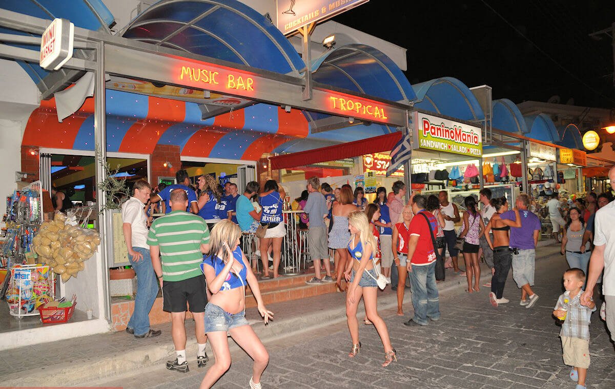 Central Street in Faliraki Bar street Bar street