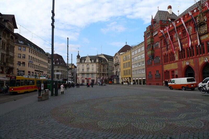 Photo of the historical center of Basel-Markplatz Historical center of Basel-Markplatz