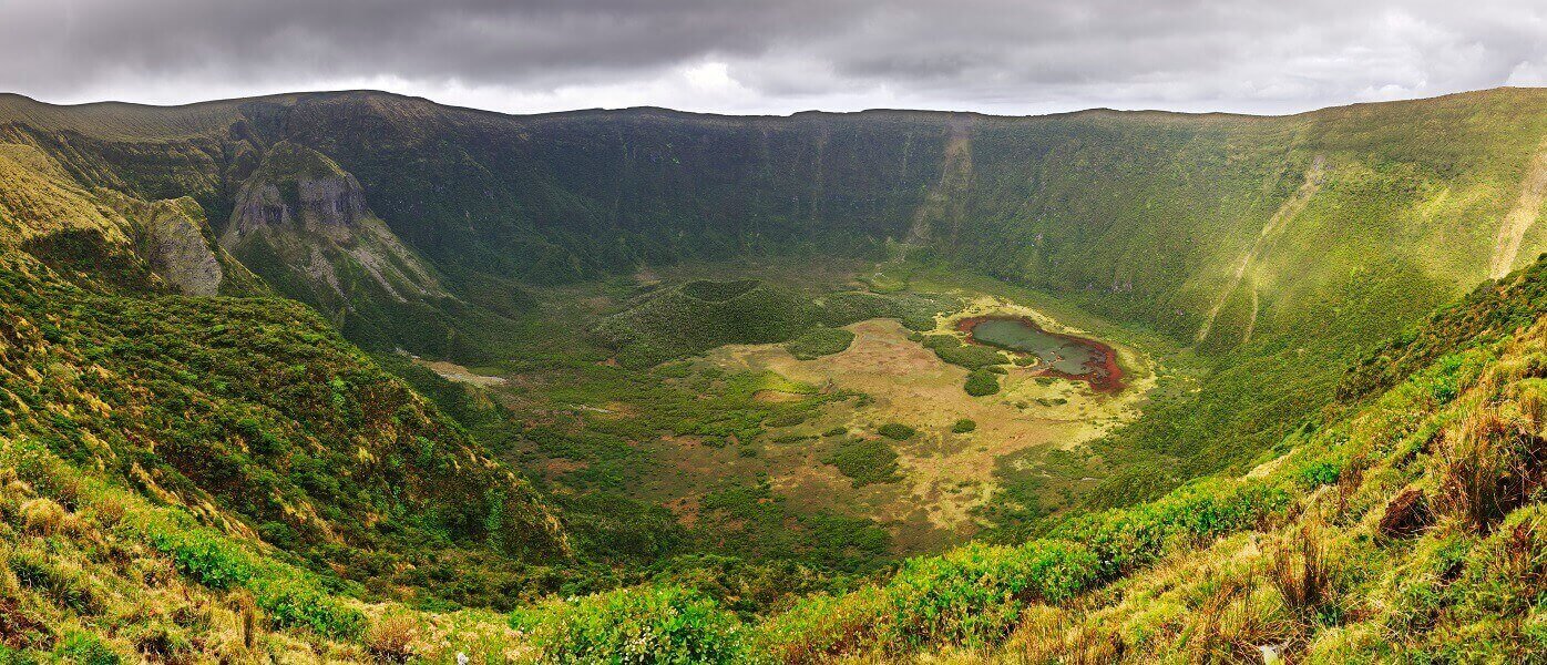 The photo shows the huge Caldeira pit Caldeira pit