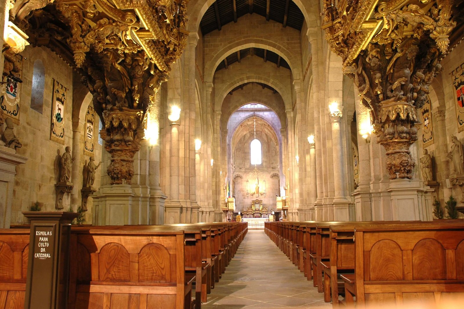 Interior of the Church of Santa Maria in Braga, Portugal Temple of Santa Maria de Braga inside