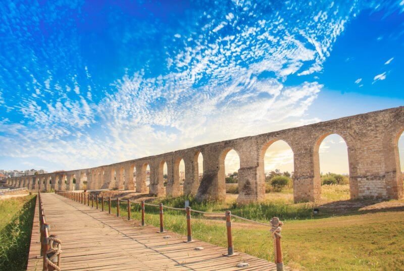 Photo: Kamares Aqueduct in Cyprus, Larnaca city Kamares Aqueduct