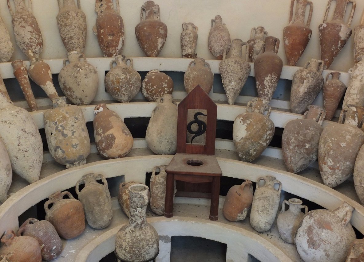Pictured are various amphorae in the Bodrum Museum Amphorae in the Bodrum Museum