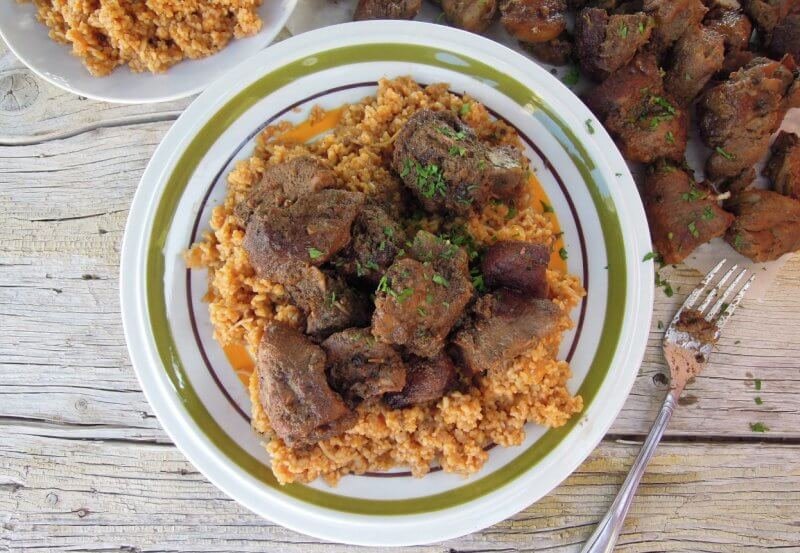 Photo: aphelion meat dish, Cypriot cuisine