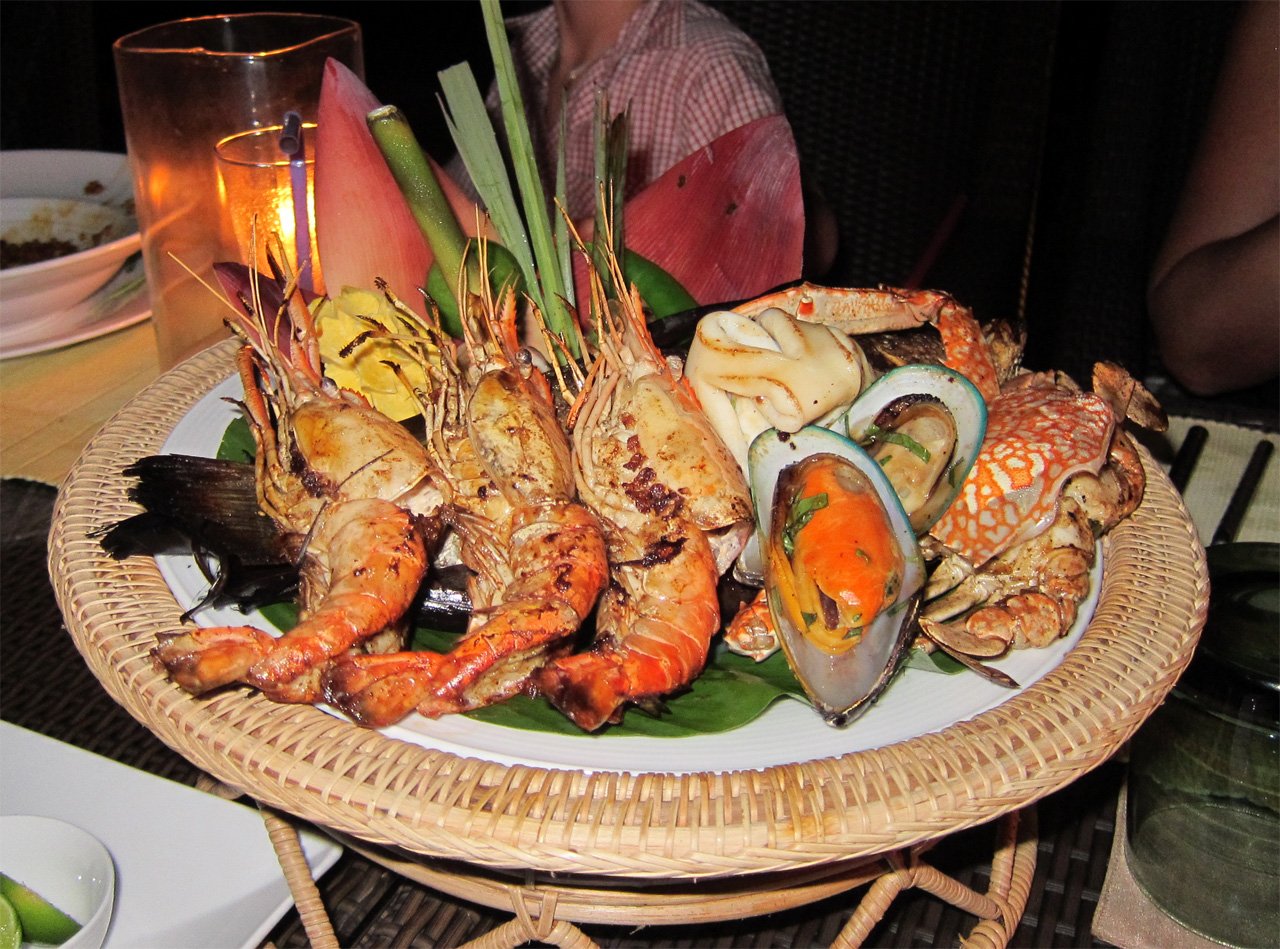 Pictured is a seafood dish Seafood dish