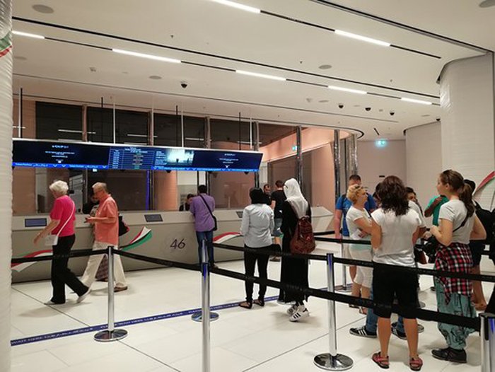 Photo of the checkout queue There is always a queue at the checkout