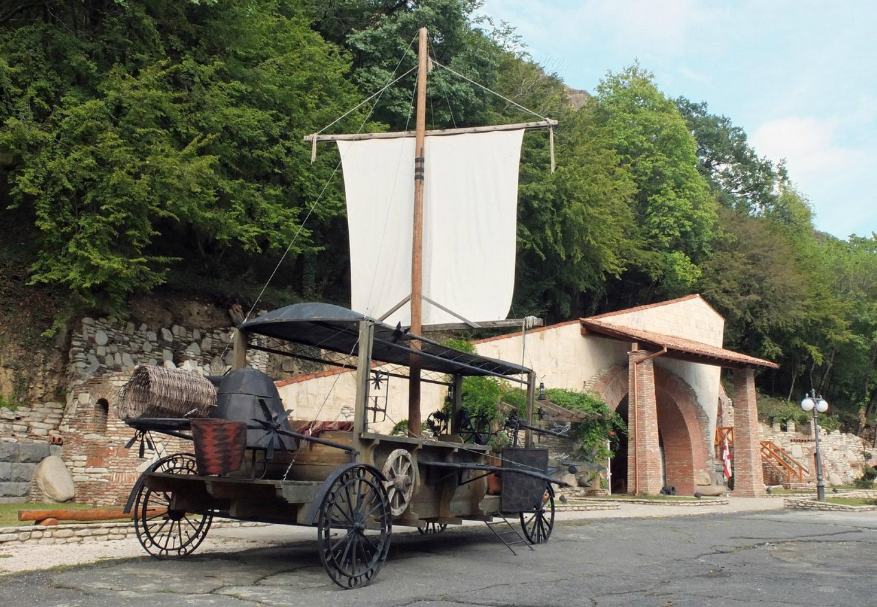 Pictured is the entrance to the Kvarelsky Tunnel wine shop Kvareli Tunnel wine shop entrance