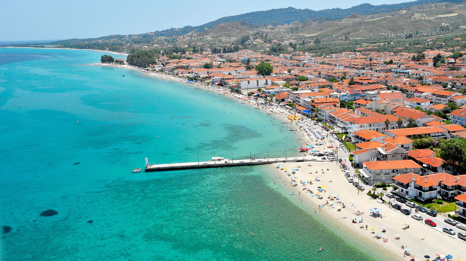 Photo of Pefkohori town along the sea Pefkohori Town