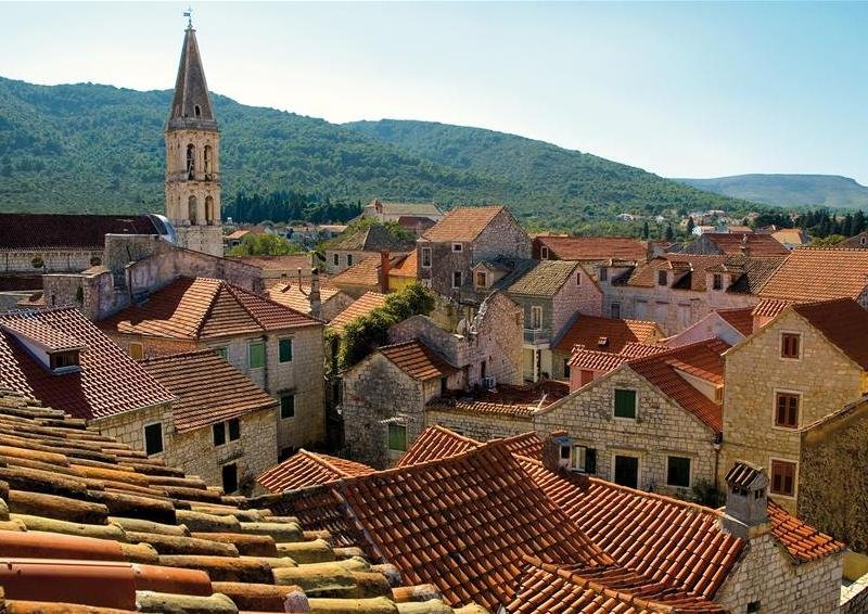 Hvar Island rooftop view Houses of the island of Hvar