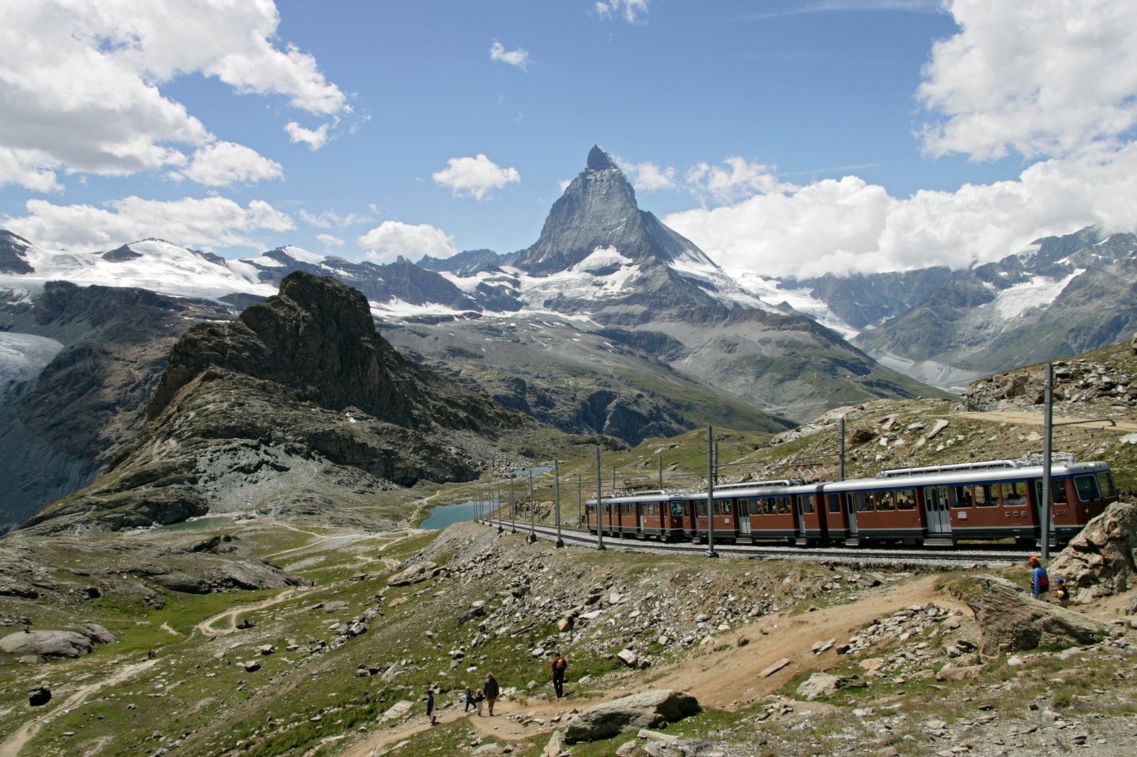Photo of a train traveling on the Gornergrat railway Gornergrat Railway