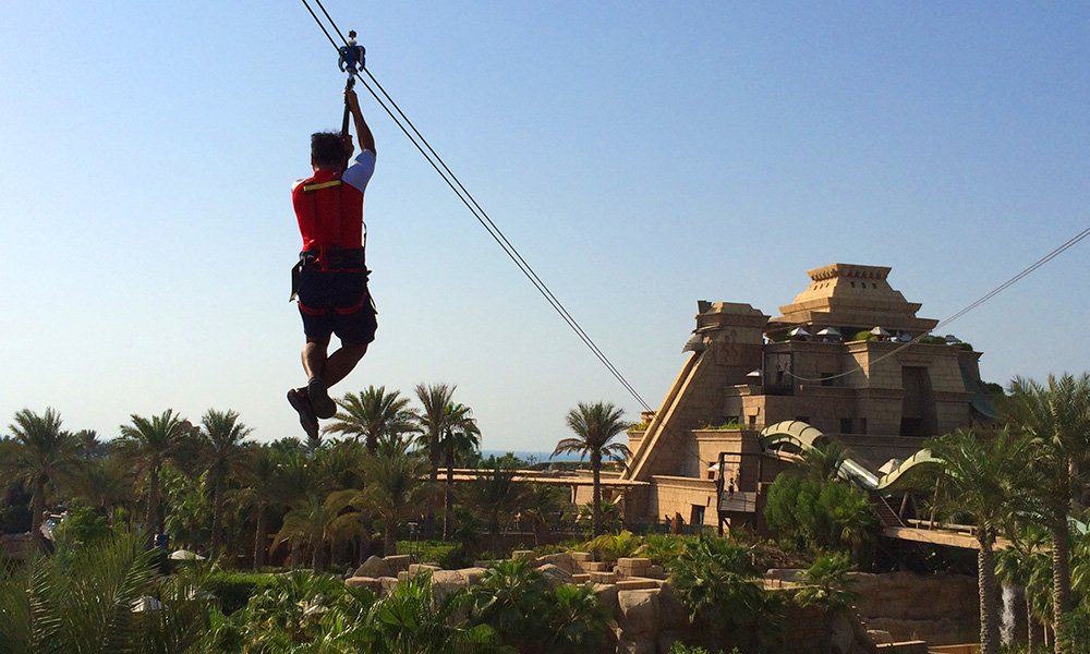 Zipline attraction at Atlantis Water Park Zipline in the water park