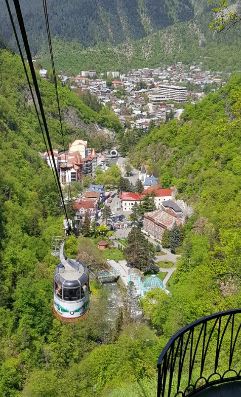 Borjomi cable car and city view Photo: cable car in the city