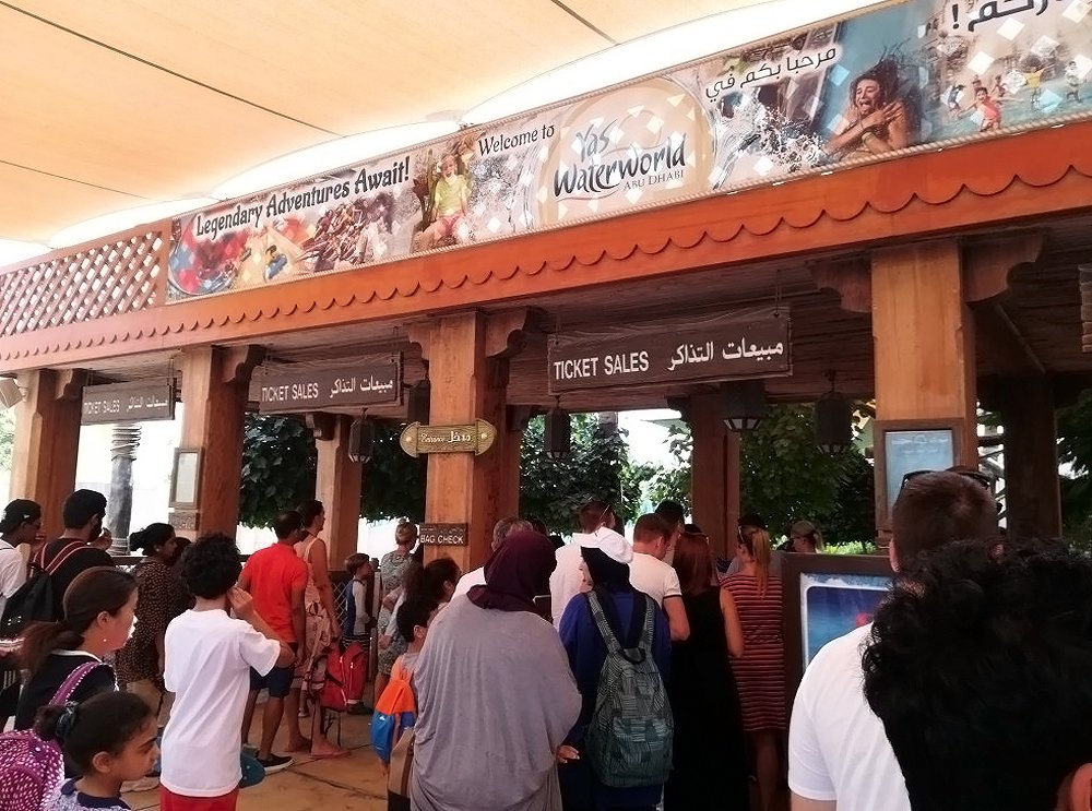Photo of the queue for tickets at the Yas WaterWorld ticket office Yas WaterWorld ticket office