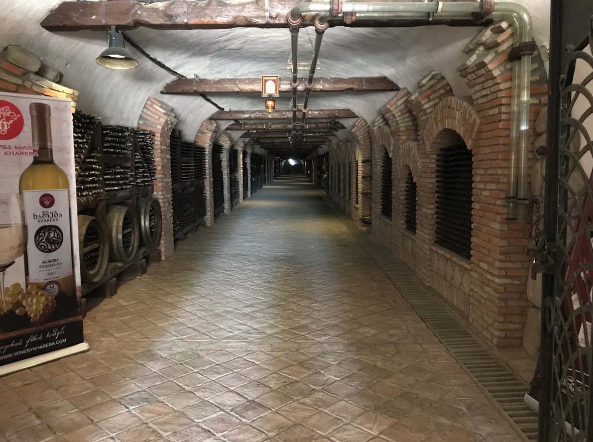 Wine shelves in the Kvareli tunnel Kvareli Tunnel