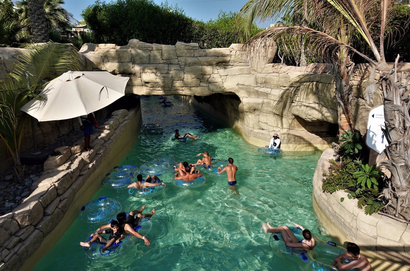A lazy river runs through the entire water park Lazy River
