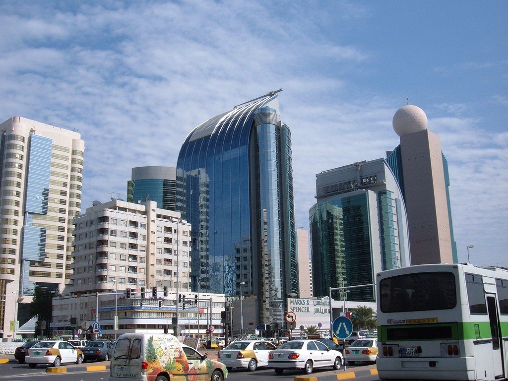 Pictured are futuristic buildings in Abu Dhabi Futuristic buildings