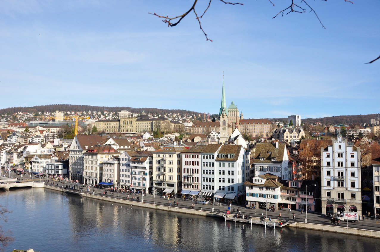 Photo of Zurich's waterfront - Limmatquai Zurich's Limmatquai Embankment
